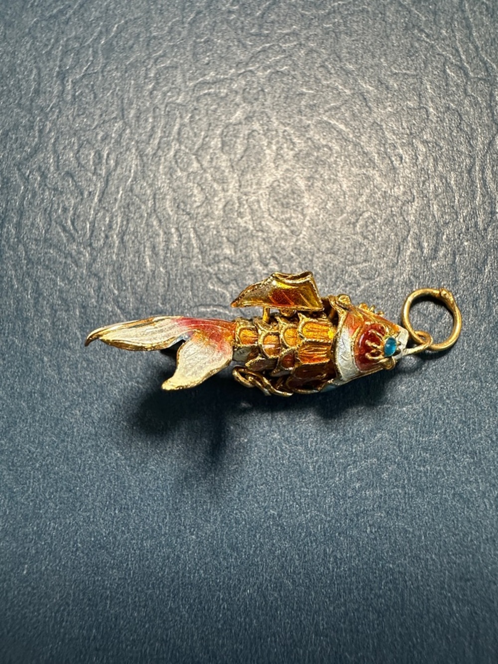 Vintage SMALL Orange  Enamel Koi Fish
